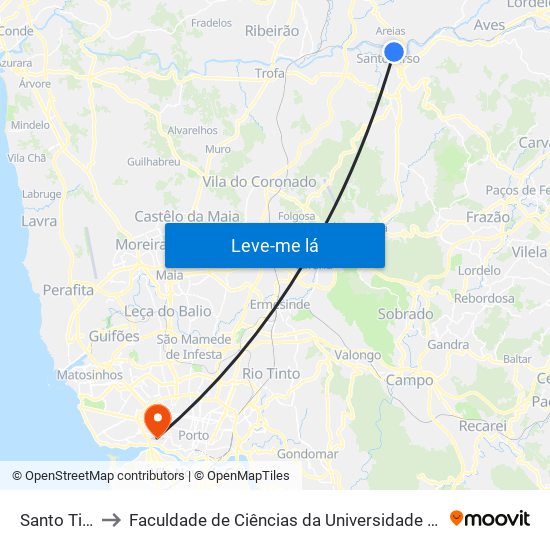 Santo Tirso to Faculdade de Ciências da Universidade do Porto map