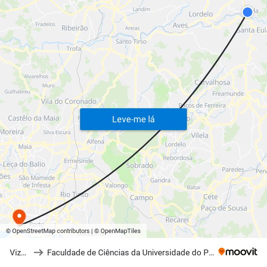 Vizela to Faculdade de Ciências da Universidade do Porto map