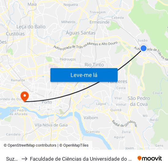 Suzão to Faculdade de Ciências da Universidade do Porto map