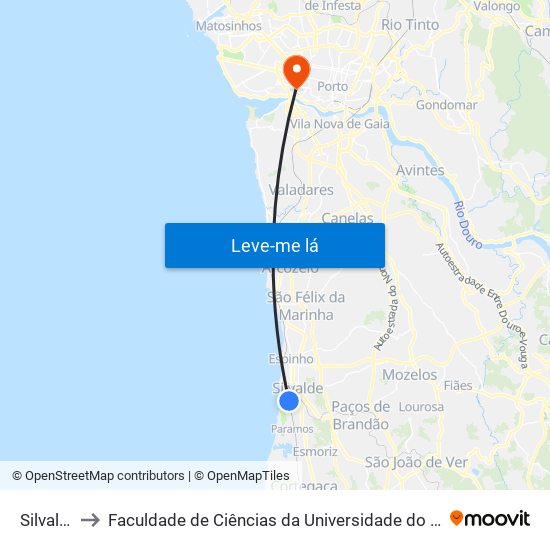Silvalde to Faculdade de Ciências da Universidade do Porto map