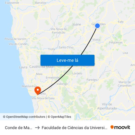 Conde de Margaride to Faculdade de Ciências da Universidade do Porto map
