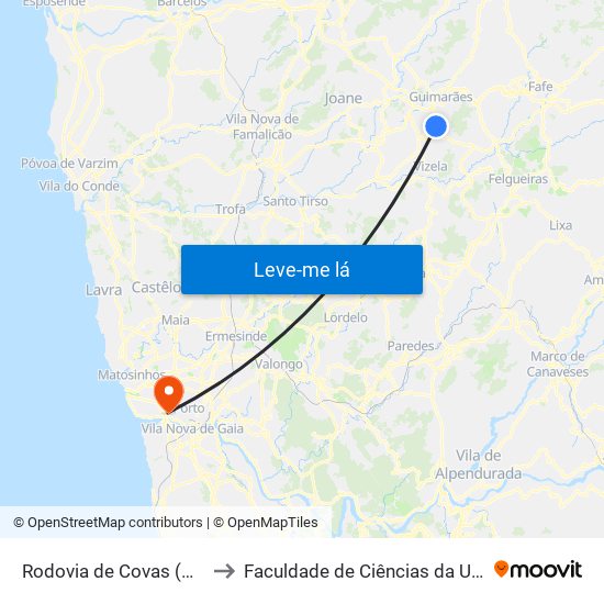 Rodovia de Covas (Covas (Estação)) to Faculdade de Ciências da Universidade do Porto map