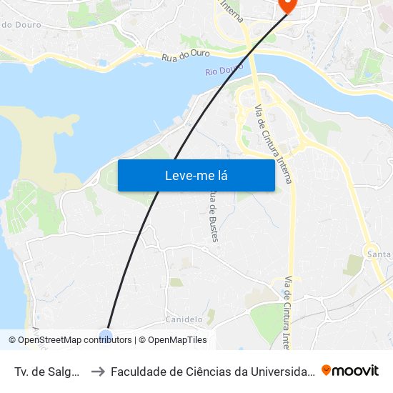 Tv. de Salgueiros to Faculdade de Ciências da Universidade do Porto map