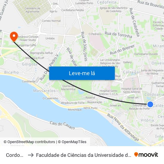 Cordoaria to Faculdade de Ciências da Universidade do Porto map