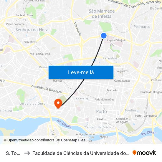 S. Tomé to Faculdade de Ciências da Universidade do Porto map