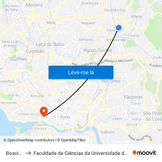 Boavista to Faculdade de Ciências da Universidade do Porto map