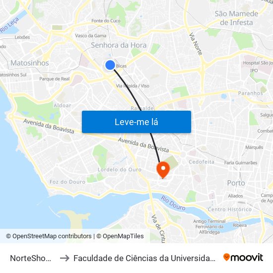 Norteshopping to Faculdade de Ciências da Universidade do Porto map