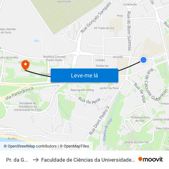 Pr. da Galiza to Faculdade de Ciências da Universidade do Porto map