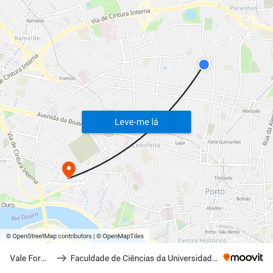 Vale Formoso to Faculdade de Ciências da Universidade do Porto map