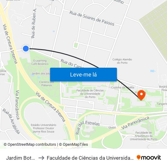 Jardim Botânico to Faculdade de Ciências da Universidade do Porto map