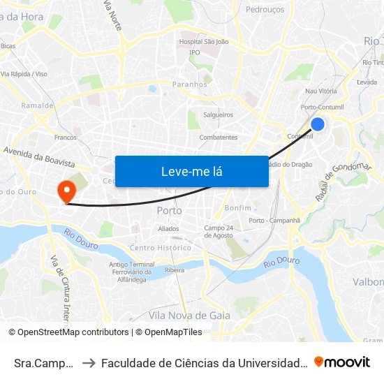 Sra.Campanhã to Faculdade de Ciências da Universidade do Porto map