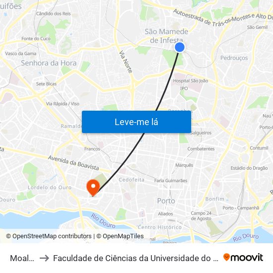 Moalde to Faculdade de Ciências da Universidade do Porto map