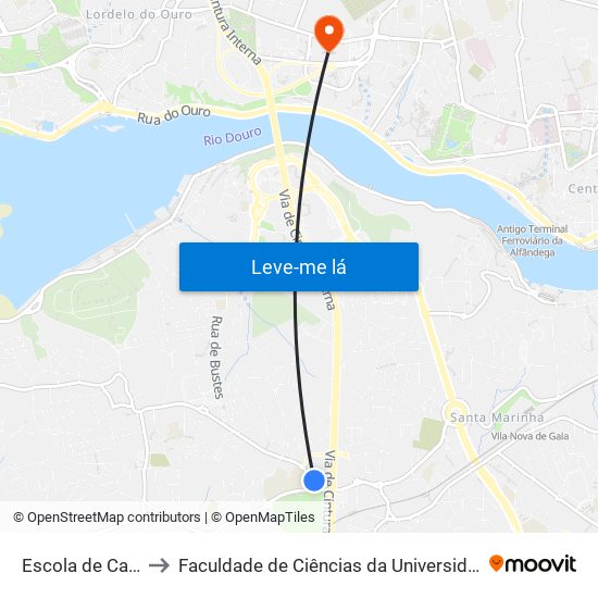 Escola de Canidelo to Faculdade de Ciências da Universidade do Porto map