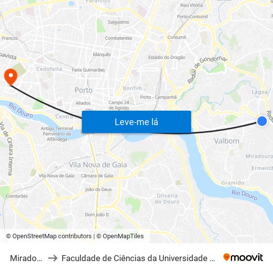 Miradouro to Faculdade de Ciências da Universidade do Porto map