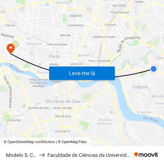 Modelo S. Cosme to Faculdade de Ciências da Universidade do Porto map