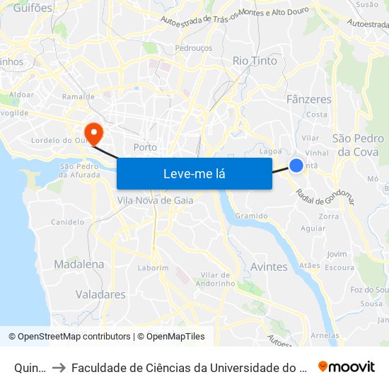 Quintã to Faculdade de Ciências da Universidade do Porto map