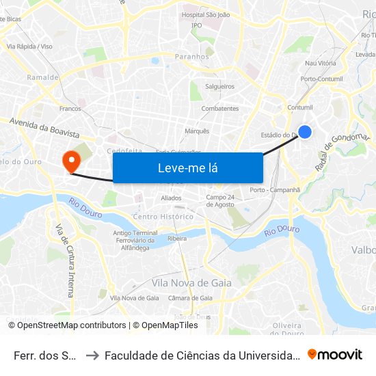 Ferr. dos Santos to Faculdade de Ciências da Universidade do Porto map