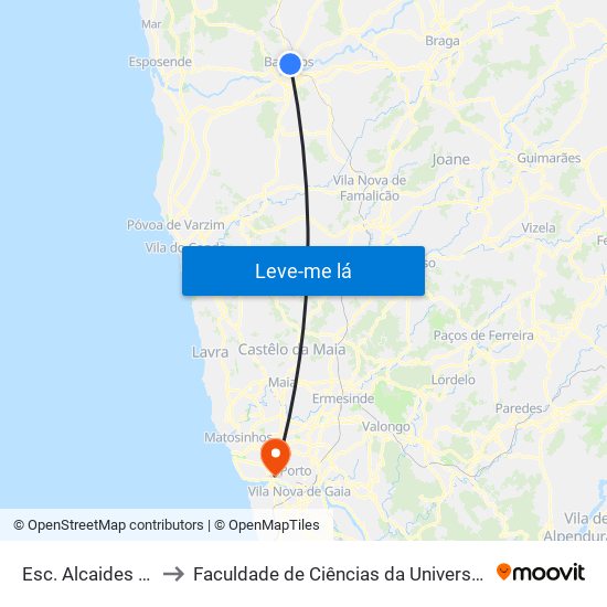 Esc. Alcaides de Faria to Faculdade de Ciências da Universidade do Porto map