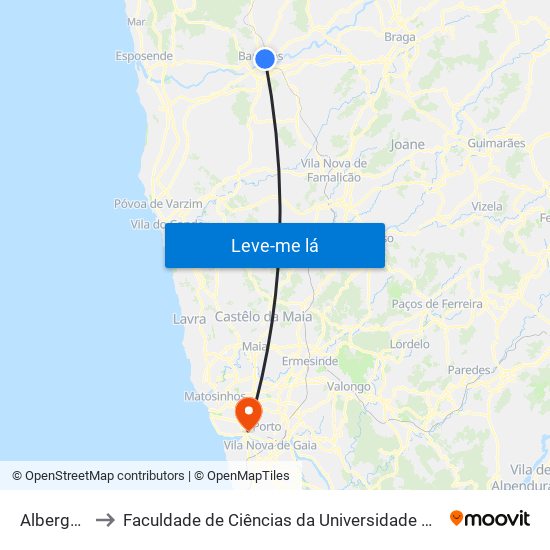 Albergaria to Faculdade de Ciências da Universidade do Porto map