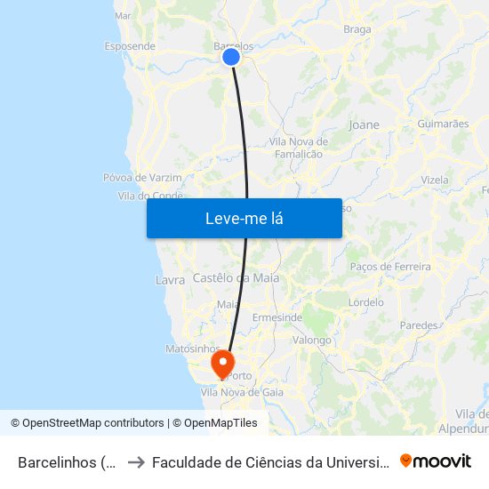 Barcelinhos (Centro) to Faculdade de Ciências da Universidade do Porto map