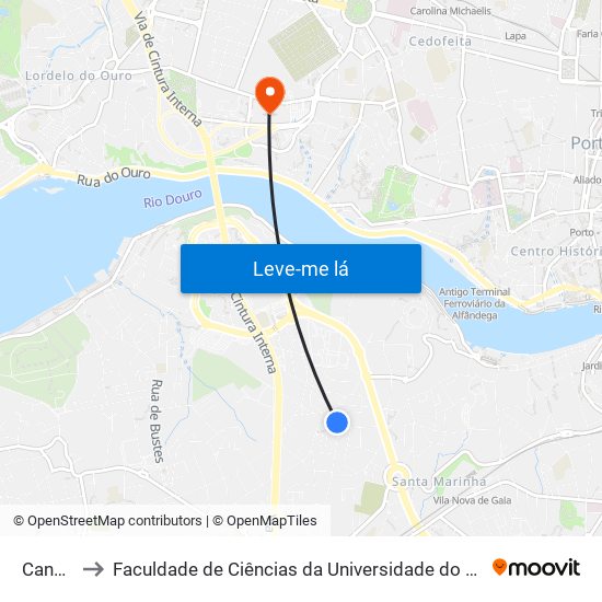 Candal to Faculdade de Ciências da Universidade do Porto map