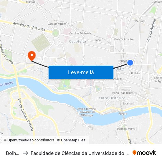 Bolhão to Faculdade de Ciências da Universidade do Porto map