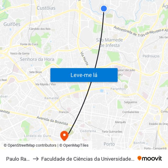 Paulo Ranito to Faculdade de Ciências da Universidade do Porto map