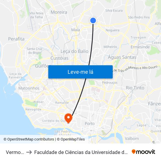 Vermoim to Faculdade de Ciências da Universidade do Porto map