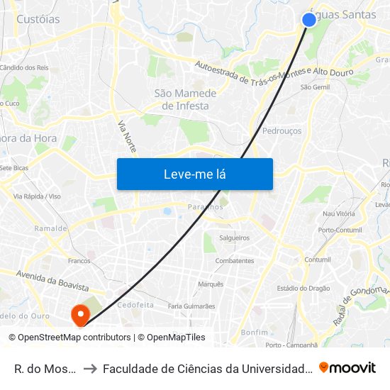 R. do Mosteiro to Faculdade de Ciências da Universidade do Porto map