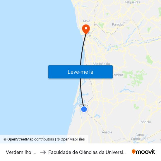 Verdemilho A - 109 to Faculdade de Ciências da Universidade do Porto map