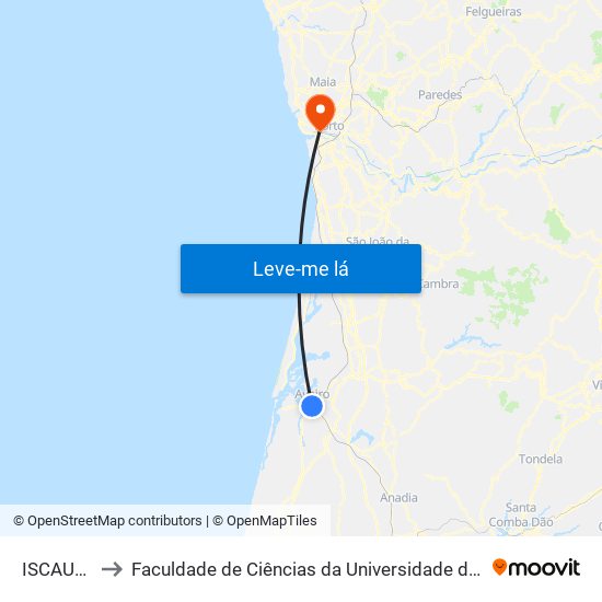 ISCAUA A to Faculdade de Ciências da Universidade do Porto map