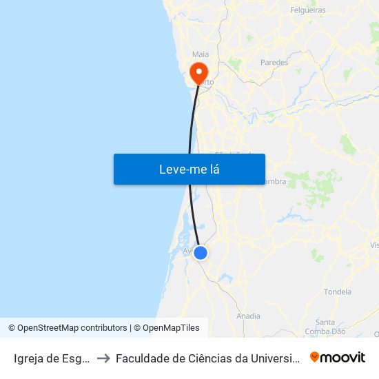 Igreja de Esgueira B to Faculdade de Ciências da Universidade do Porto map