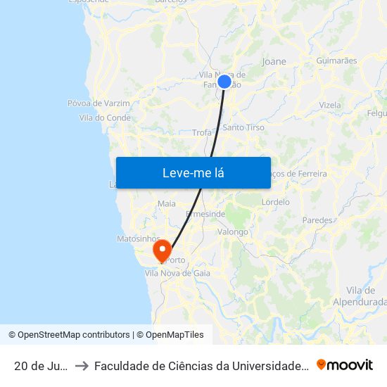 20 de Junho to Faculdade de Ciências da Universidade do Porto map