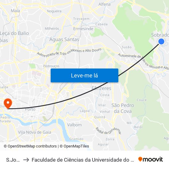 S.João to Faculdade de Ciências da Universidade do Porto map