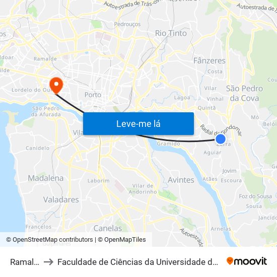 Ramalde to Faculdade de Ciências da Universidade do Porto map