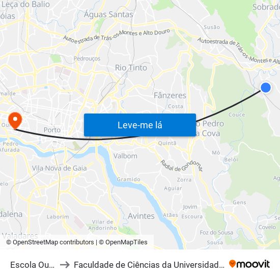 Escola Outeiro to Faculdade de Ciências da Universidade do Porto map