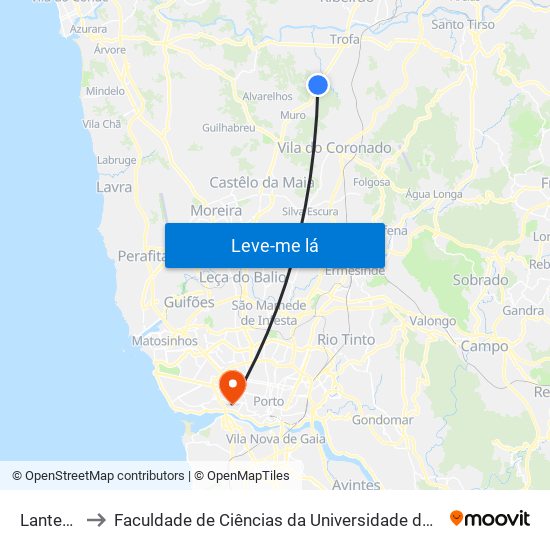 Lantemil to Faculdade de Ciências da Universidade do Porto map