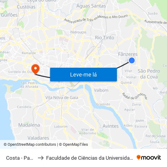 Costa - Pavilhão to Faculdade de Ciências da Universidade do Porto map