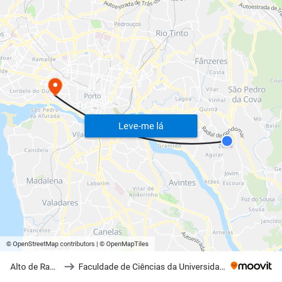 Alto de Ramalde to Faculdade de Ciências da Universidade do Porto map
