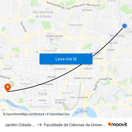 Jardim Cidade Rio Tinto to Faculdade de Ciências da Universidade do Porto map