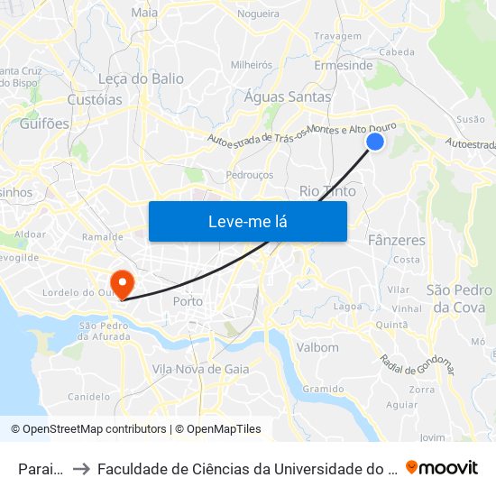 Paraiso to Faculdade de Ciências da Universidade do Porto map