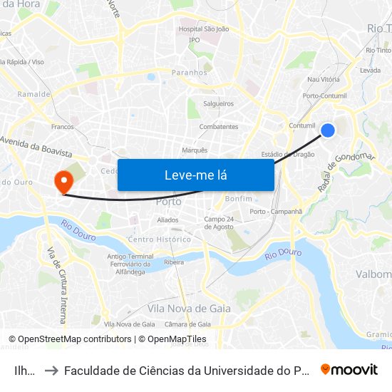 Ilhéu to Faculdade de Ciências da Universidade do Porto map