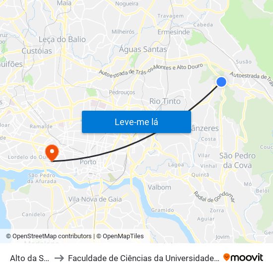 Alto da Serra to Faculdade de Ciências da Universidade do Porto map