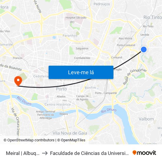 Meiral | Albuquerque to Faculdade de Ciências da Universidade do Porto map