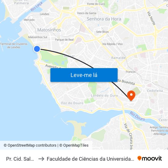 Pr. Cid. Salvador to Faculdade de Ciências da Universidade do Porto map