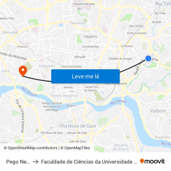 Pego Negro to Faculdade de Ciências da Universidade do Porto map