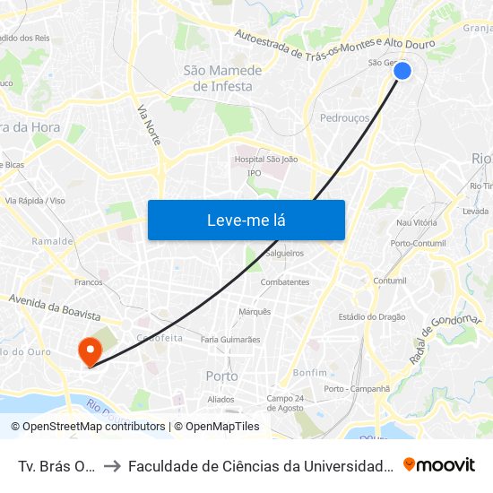 Tv. Brás Oleiro to Faculdade de Ciências da Universidade do Porto map