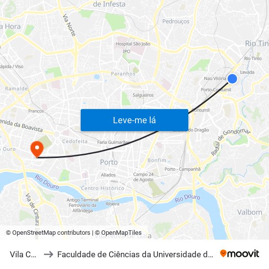 Vila Cova to Faculdade de Ciências da Universidade do Porto map