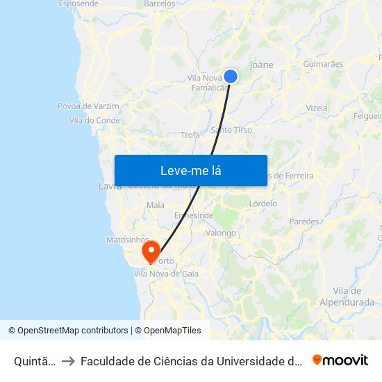 Quintão I to Faculdade de Ciências da Universidade do Porto map