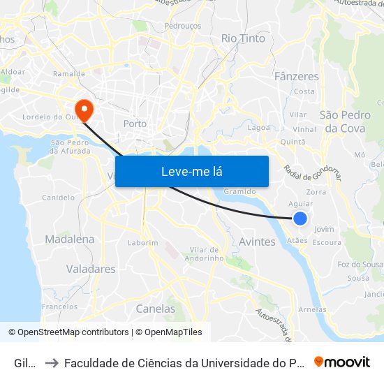 Gilde to Faculdade de Ciências da Universidade do Porto map